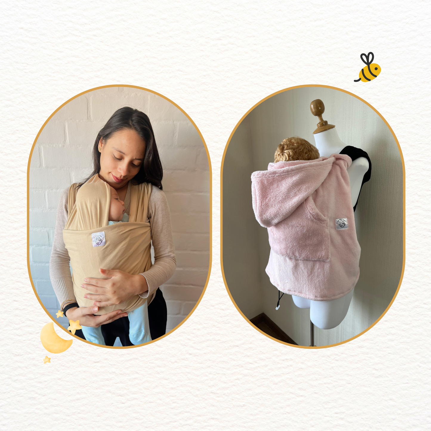 Fular beige y cobertor porteo