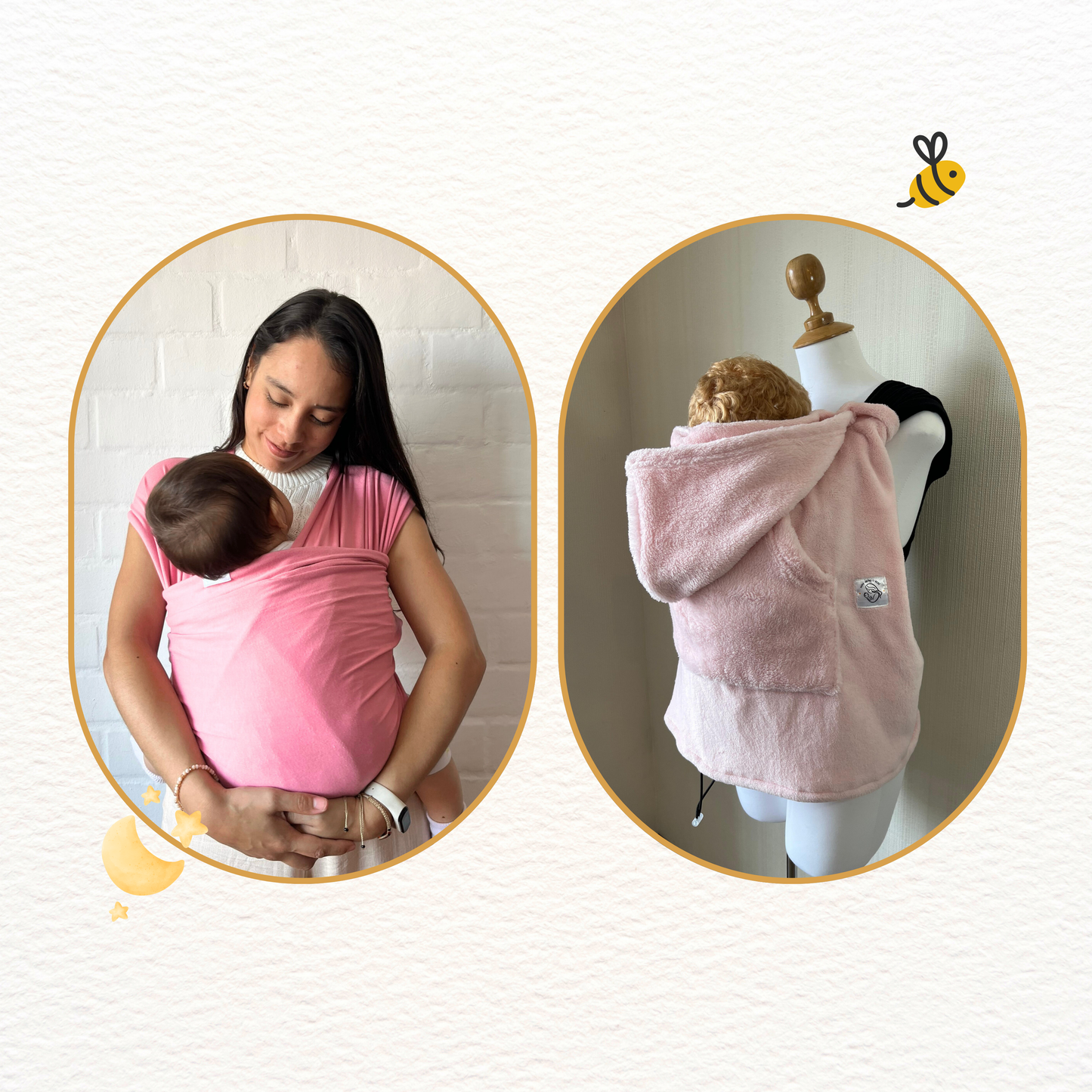 Fular rosado pastel y cobertor porteo