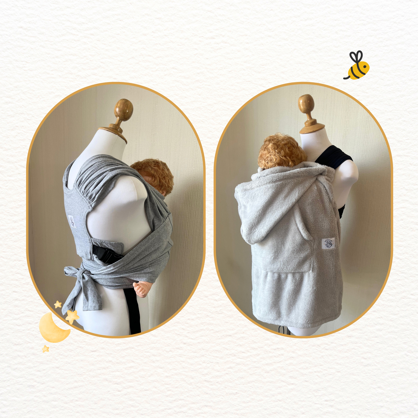 Fular prearmado gris y cobertor porteo