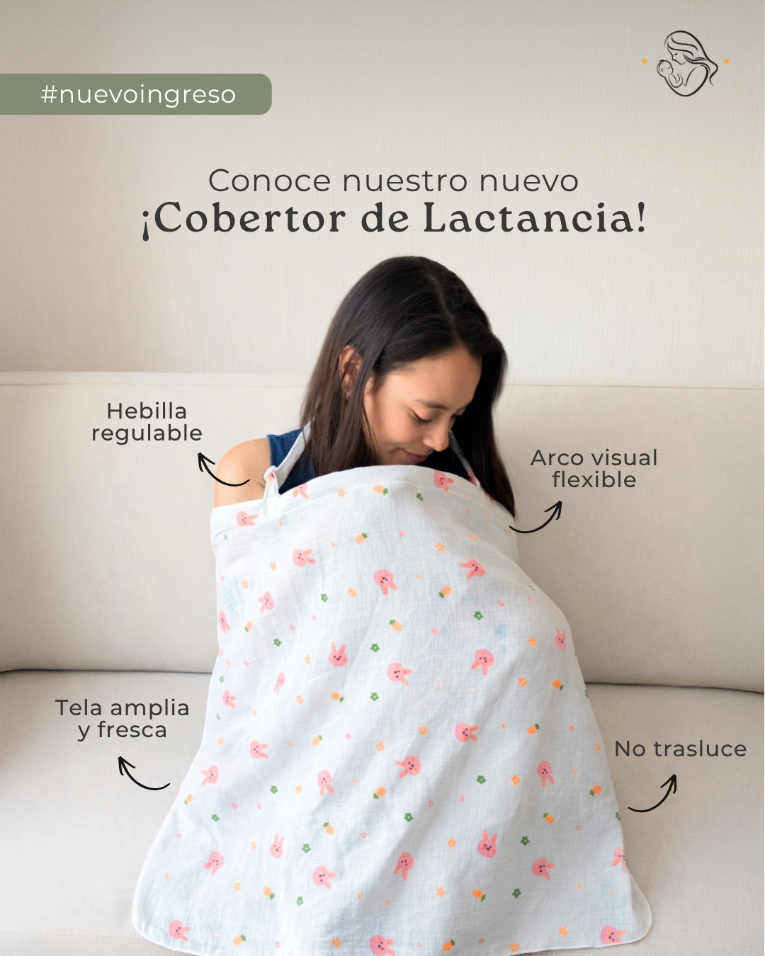 Fular prearmado Gris y cobertor de lactancia