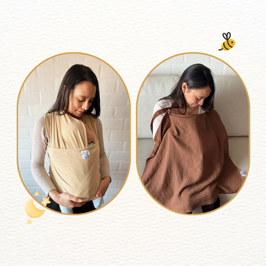 Fular Beige y cobertor de lactancia