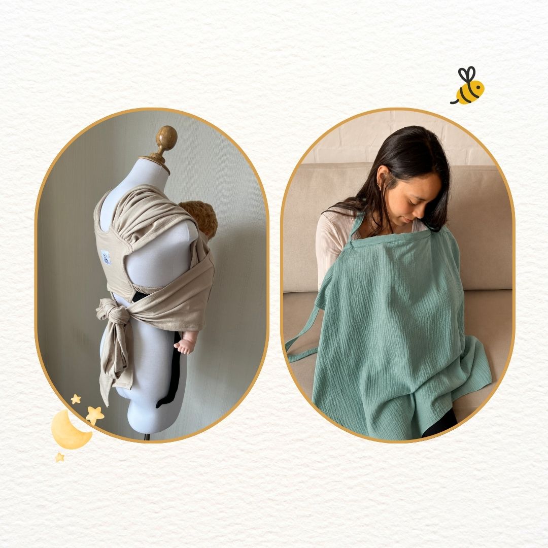 Fular prearmado Beige y cobertor de lactancia