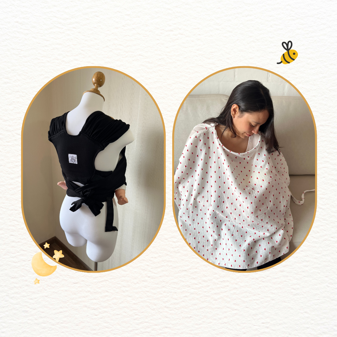 Fular prearmado Negro y cobertor de lactancia