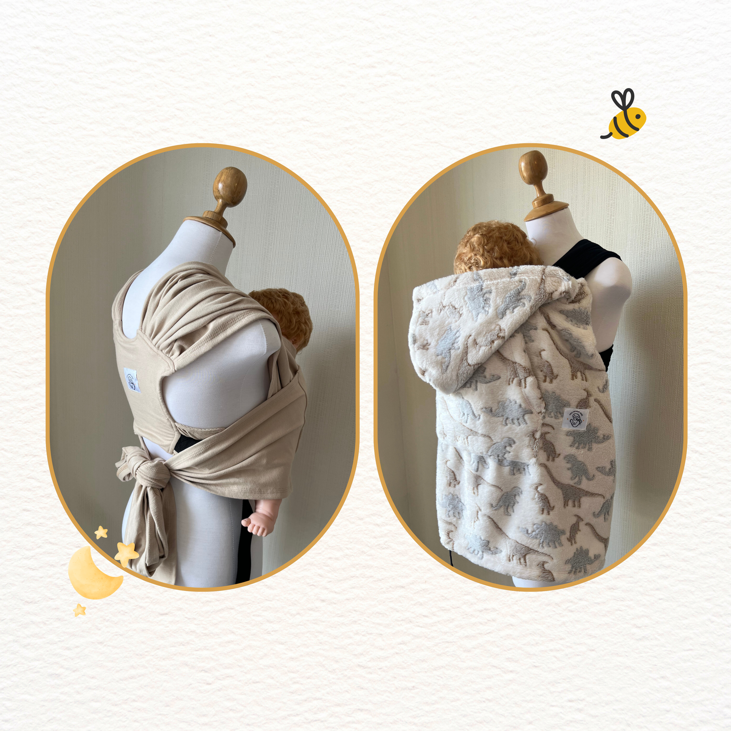 Fular prearmado beige y cobertor porteo