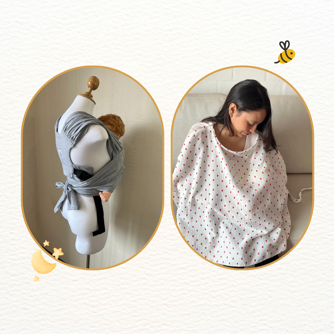 Fular prearmado Gris y cobertor de lactancia
