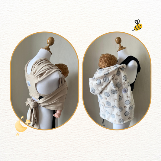 Fular prearmado beige y cobertor porteo