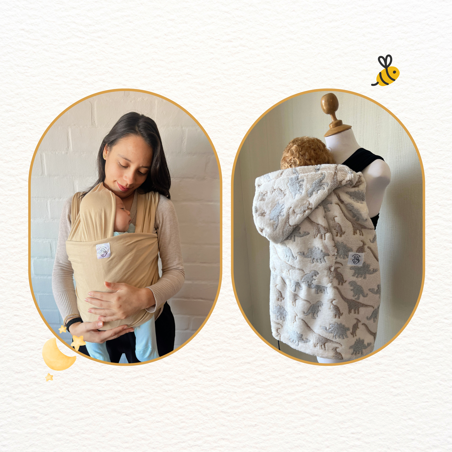 Fular beige y cobertor porteo