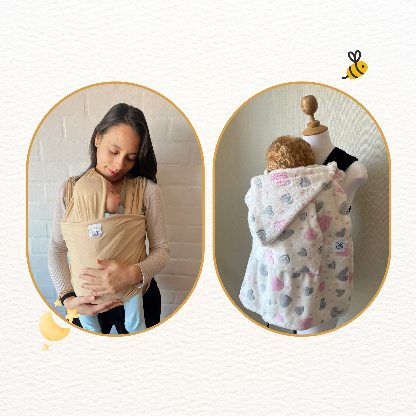 Fular beige y cobertor porteo