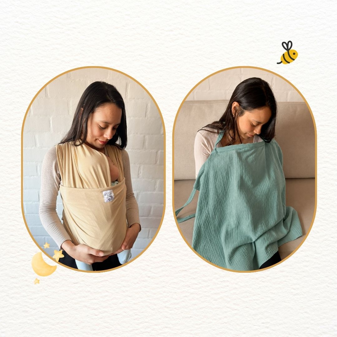 Fular Beige y cobertor de lactancia