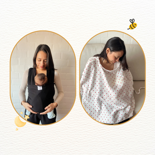 Fular Negro y cobertor de lactancia