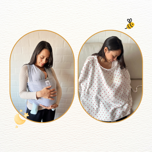 Fular Gris y cobertor de lactancia