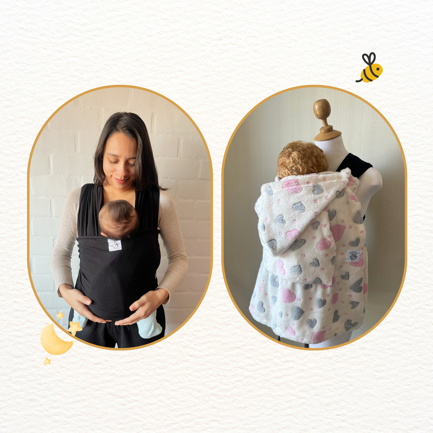 Fular negro y cobertor porteo