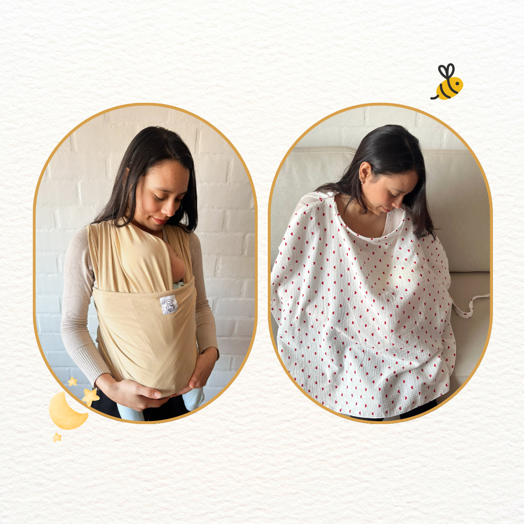 Fular Beige y cobertor de lactancia