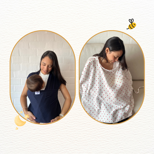 Fular Azul marino y cobertor de lactancia