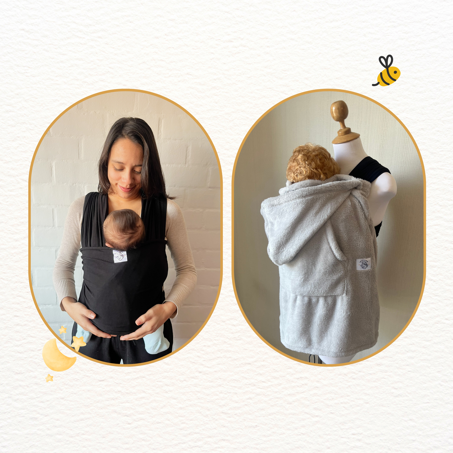 Fular negro y cobertor porteo