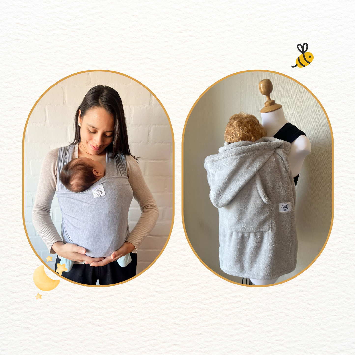 Fular gris y cobertor porteo