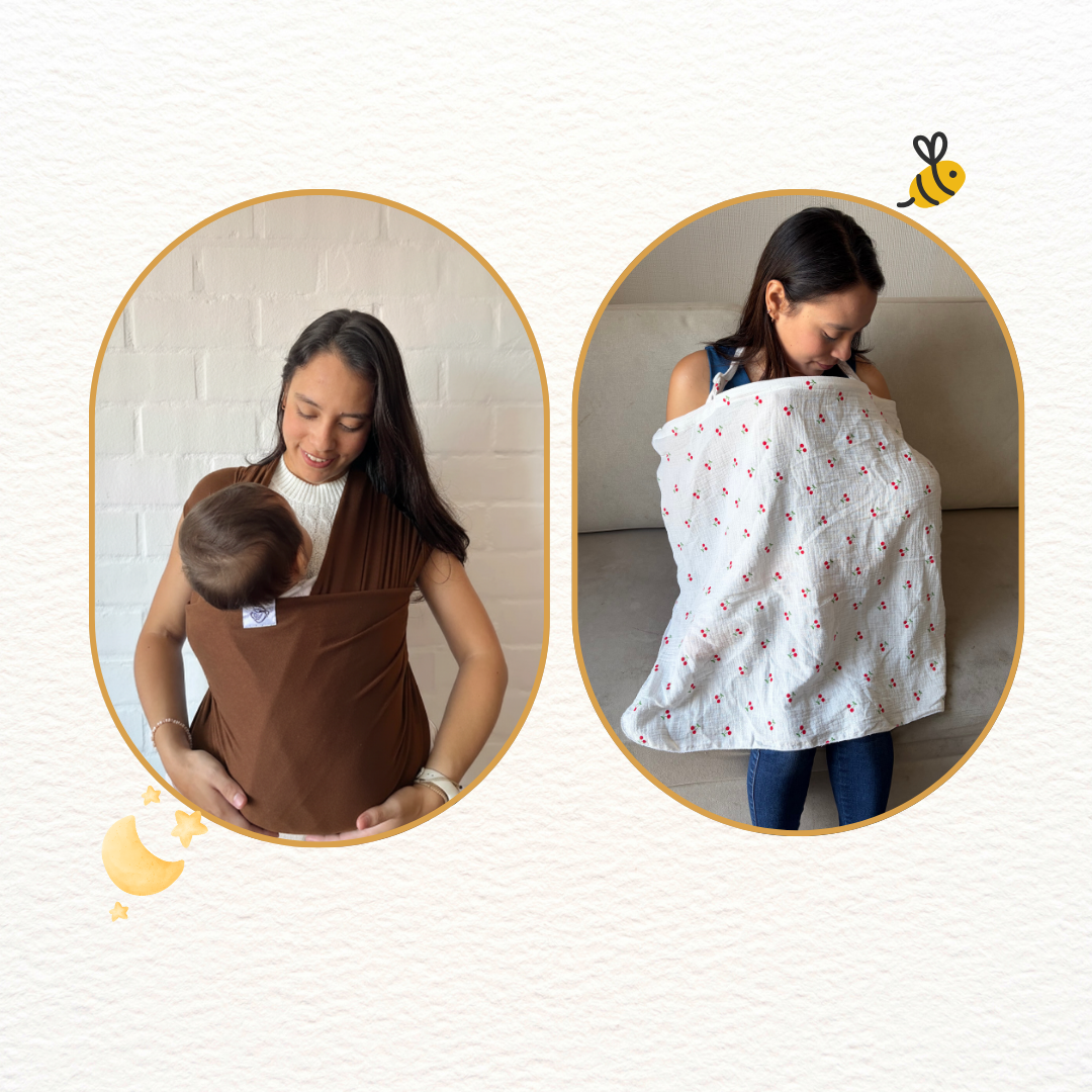 Fular Chocolate y cobertor de lactancia