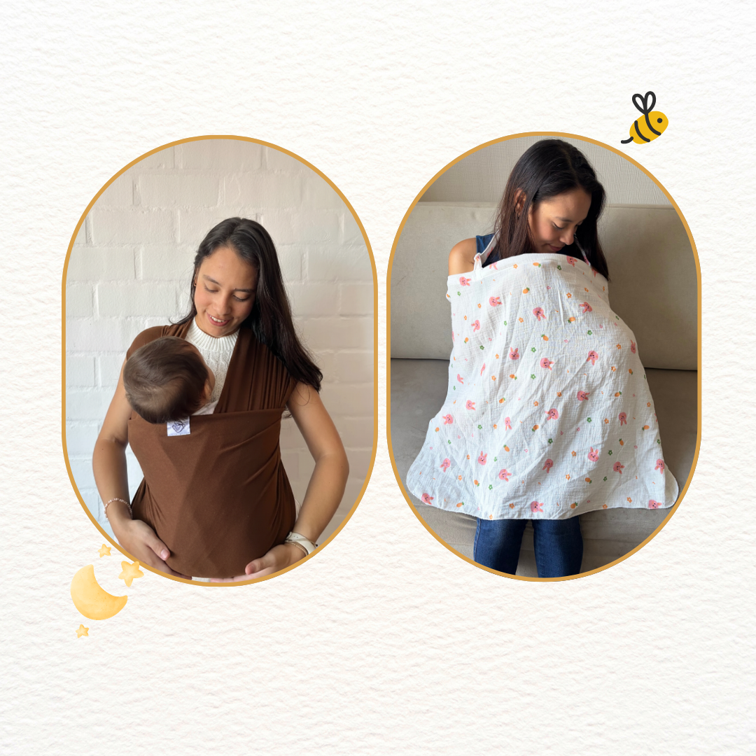 Fular Chocolate y cobertor de lactancia