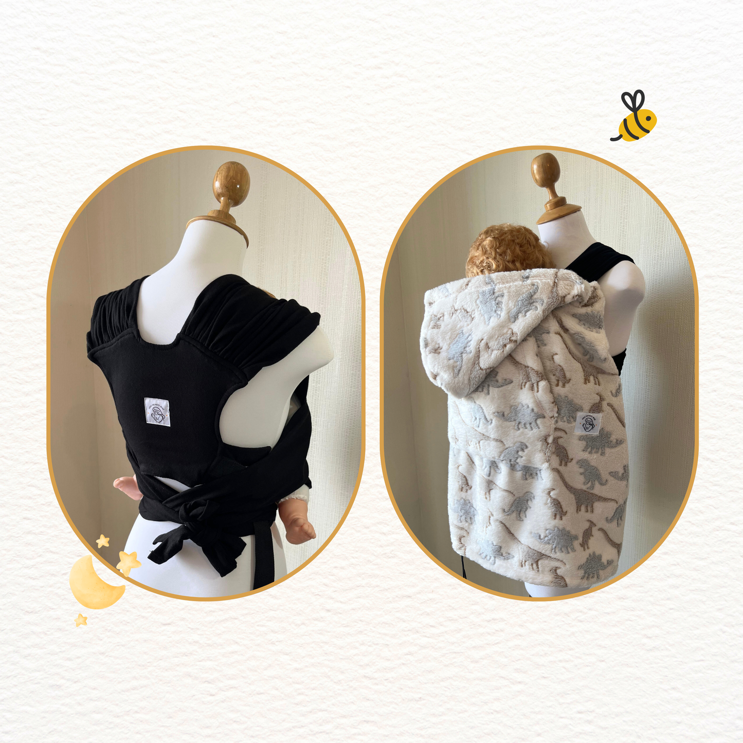 Fular prearmado negro y cobertor porteo