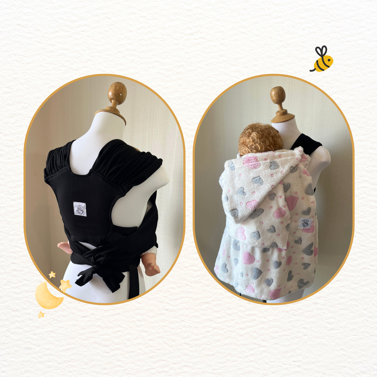 Fular prearmado negro y cobertor porteo