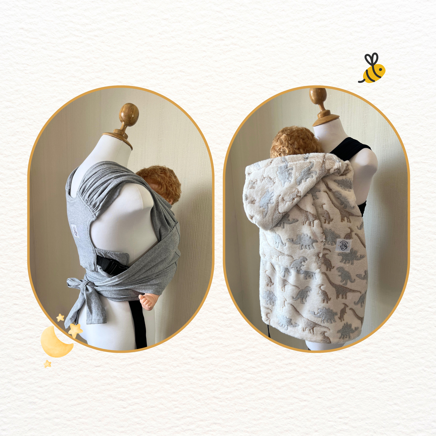 Fular prearmado gris y cobertor porteo