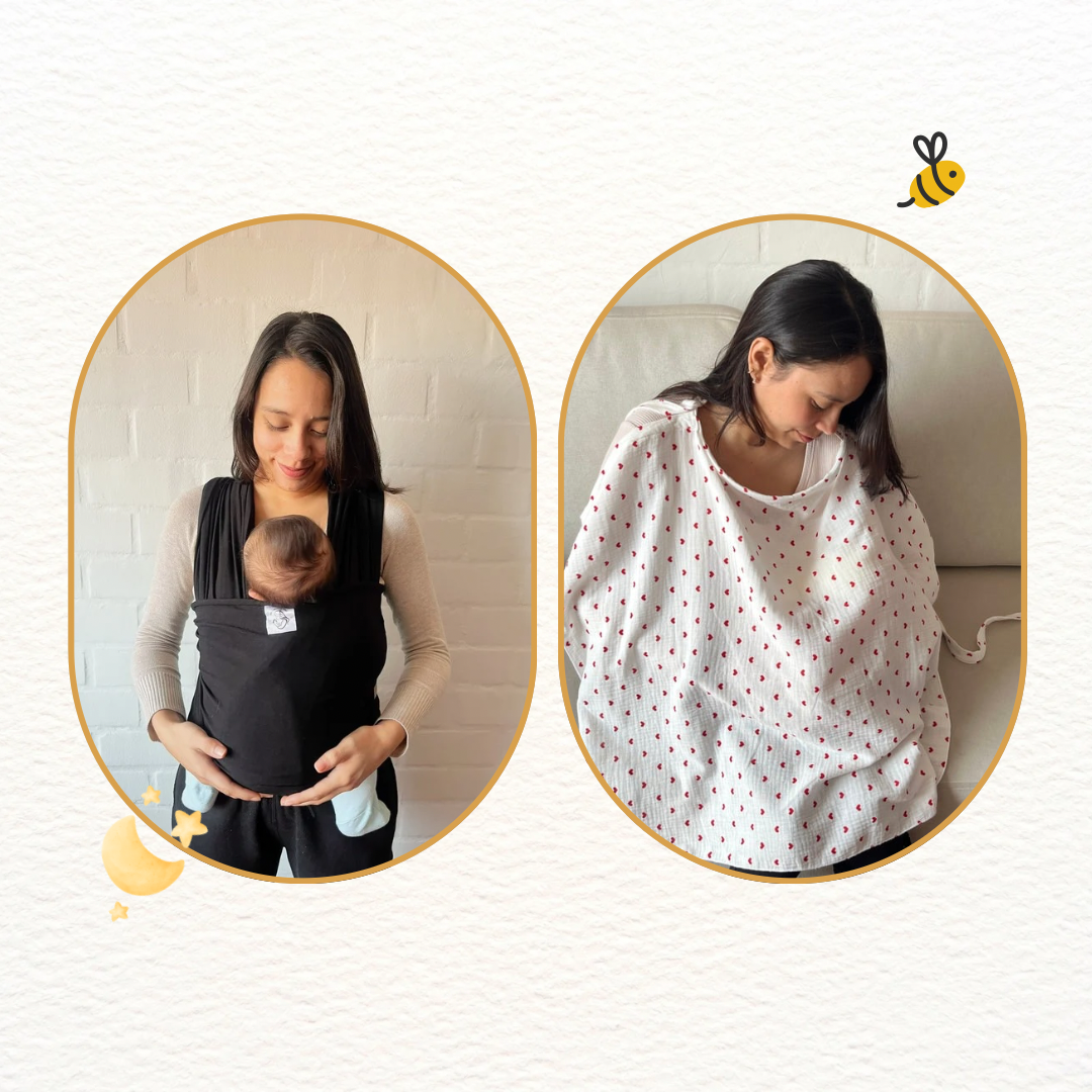 Fular Negro y cobertor de lactancia