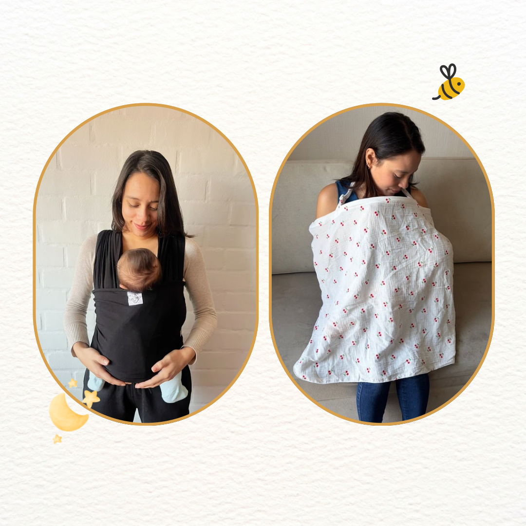 Fular Negro y cobertor de lactancia