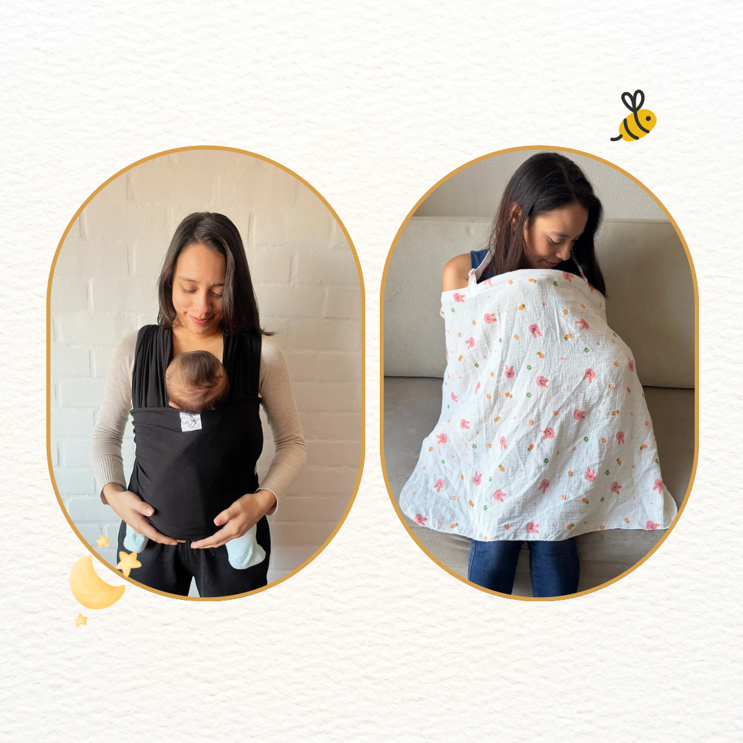 Fular Negro y cobertor de lactancia