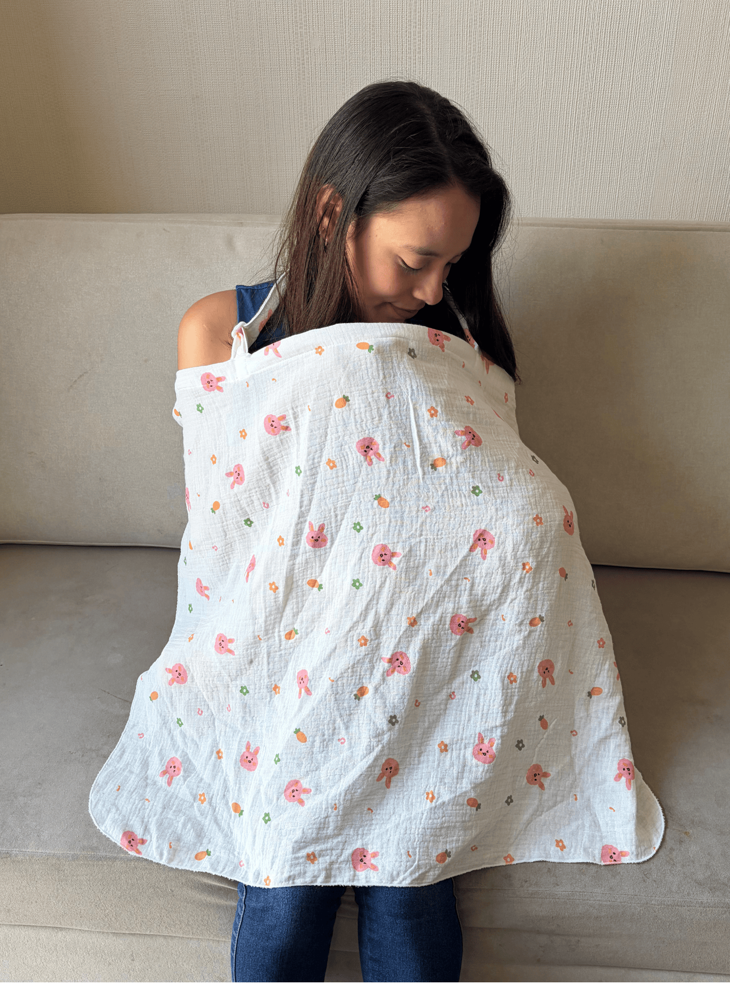 Cobertor de lactancia - Conejitas y zanahorias