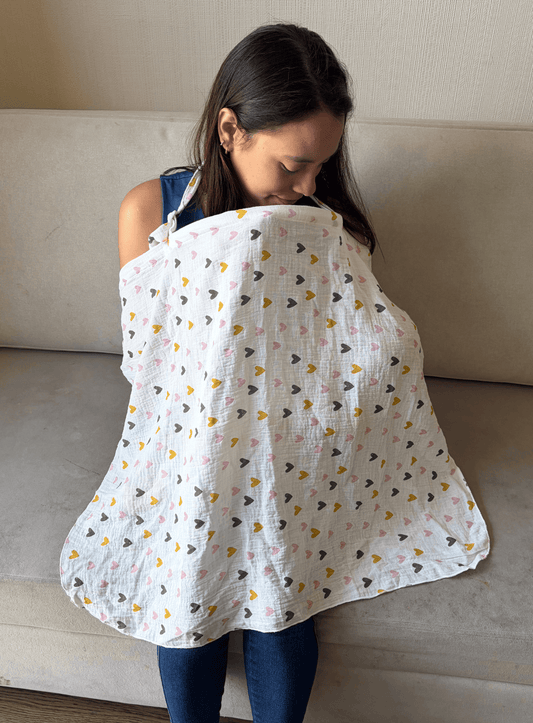 Cobertor de lactancia - Corazones de colores