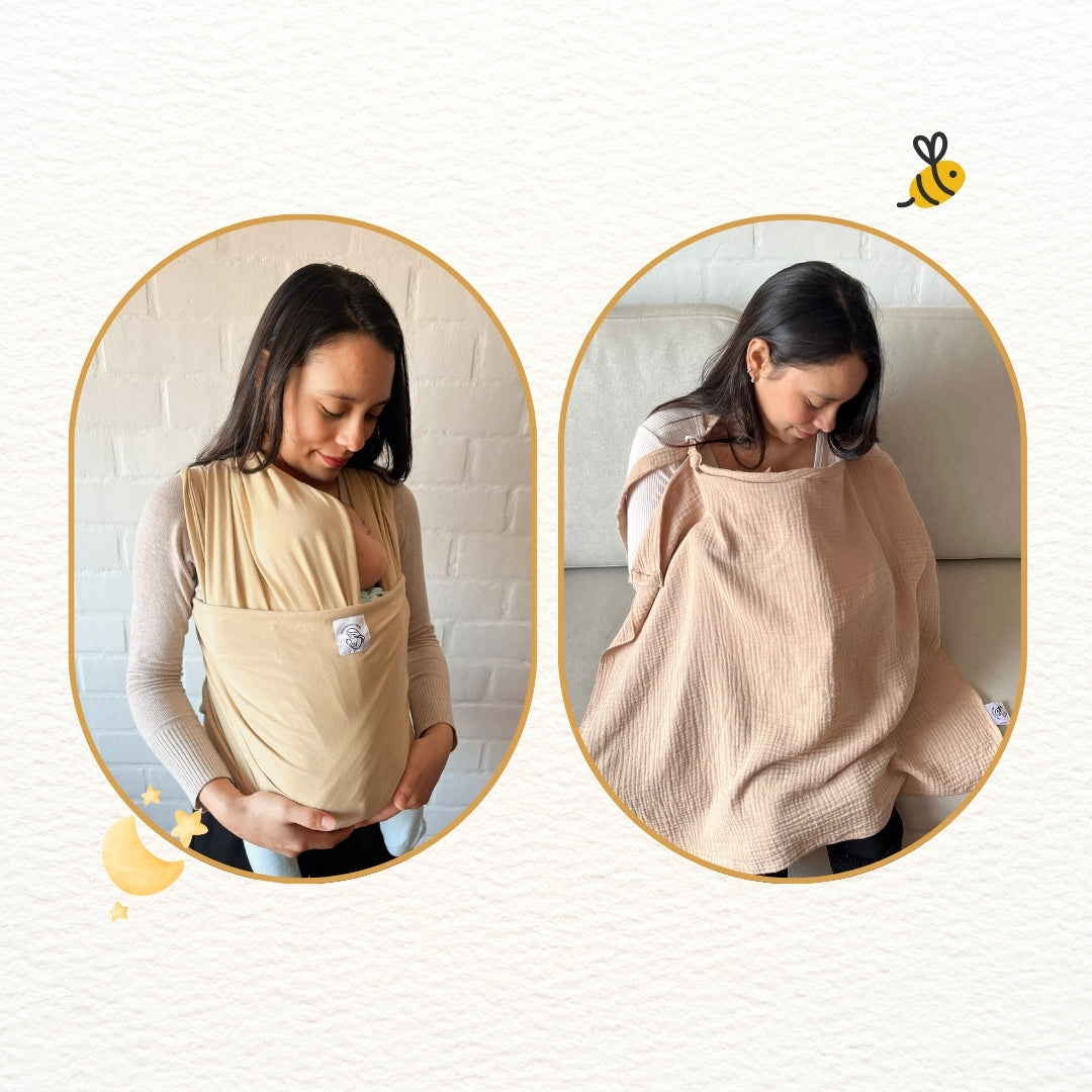 Fular Beige y cobertor de lactancia
