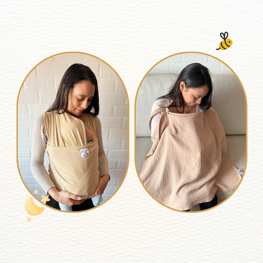 Fular Beige y cobertor de lactancia