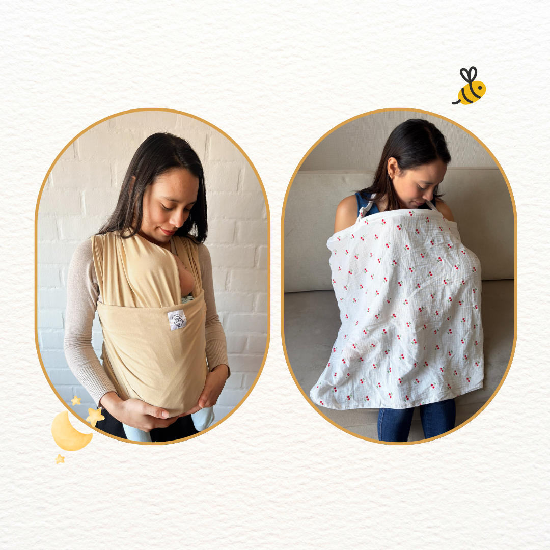 Fular Beige y cobertor de lactancia