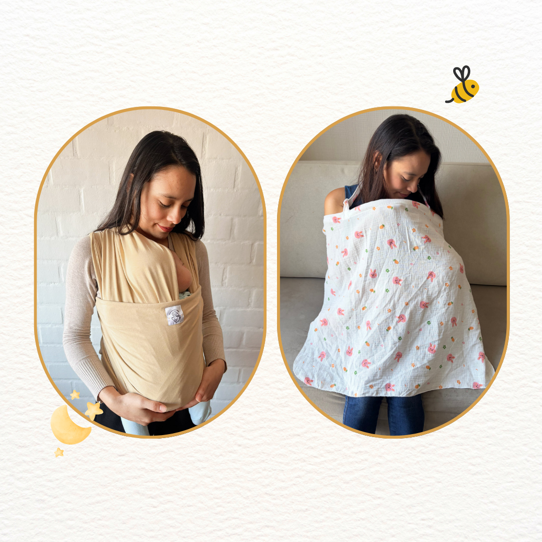 Fular Beige y cobertor de lactancia