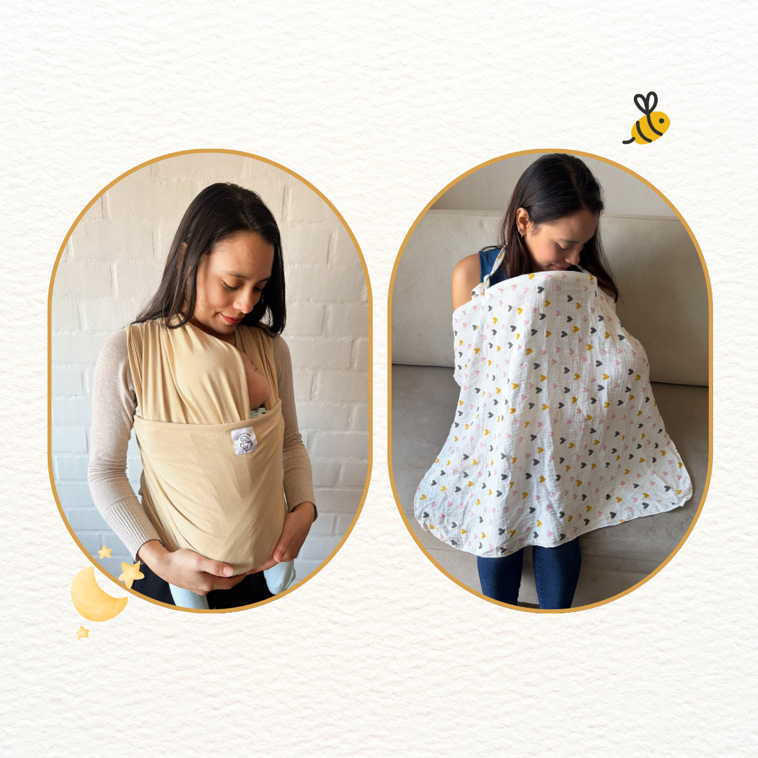 Fular Beige y cobertor de lactancia