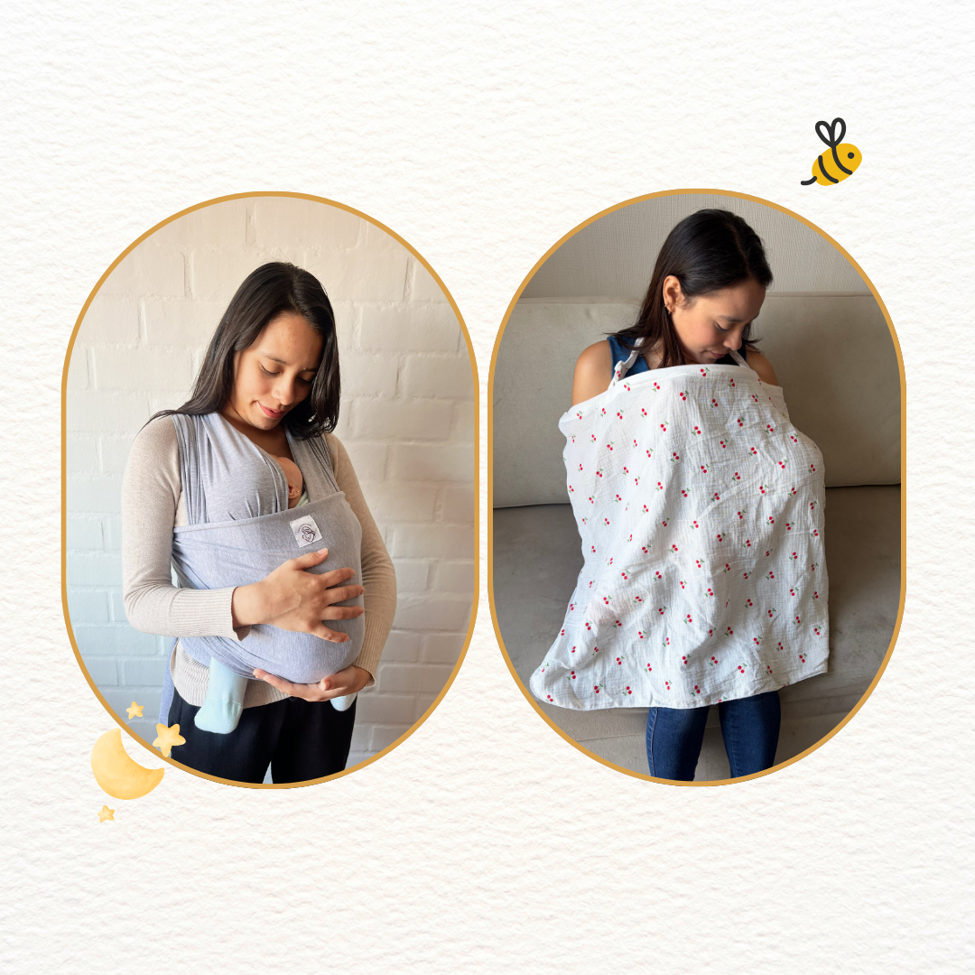 Fular Gris y cobertor de lactancia