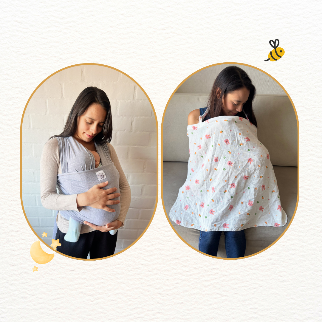 Fular Gris y cobertor de lactancia