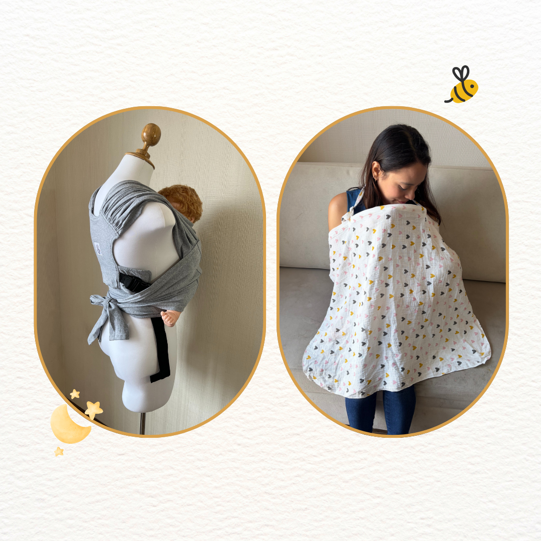 Fular prearmado Gris y cobertor de lactancia