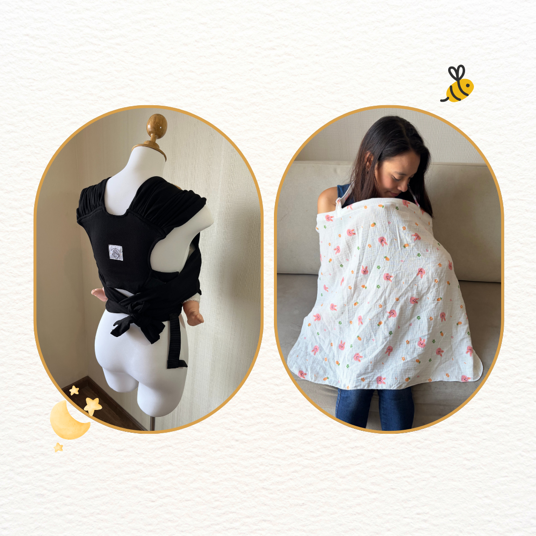 Fular prearmado Negro y cobertor de lactancia