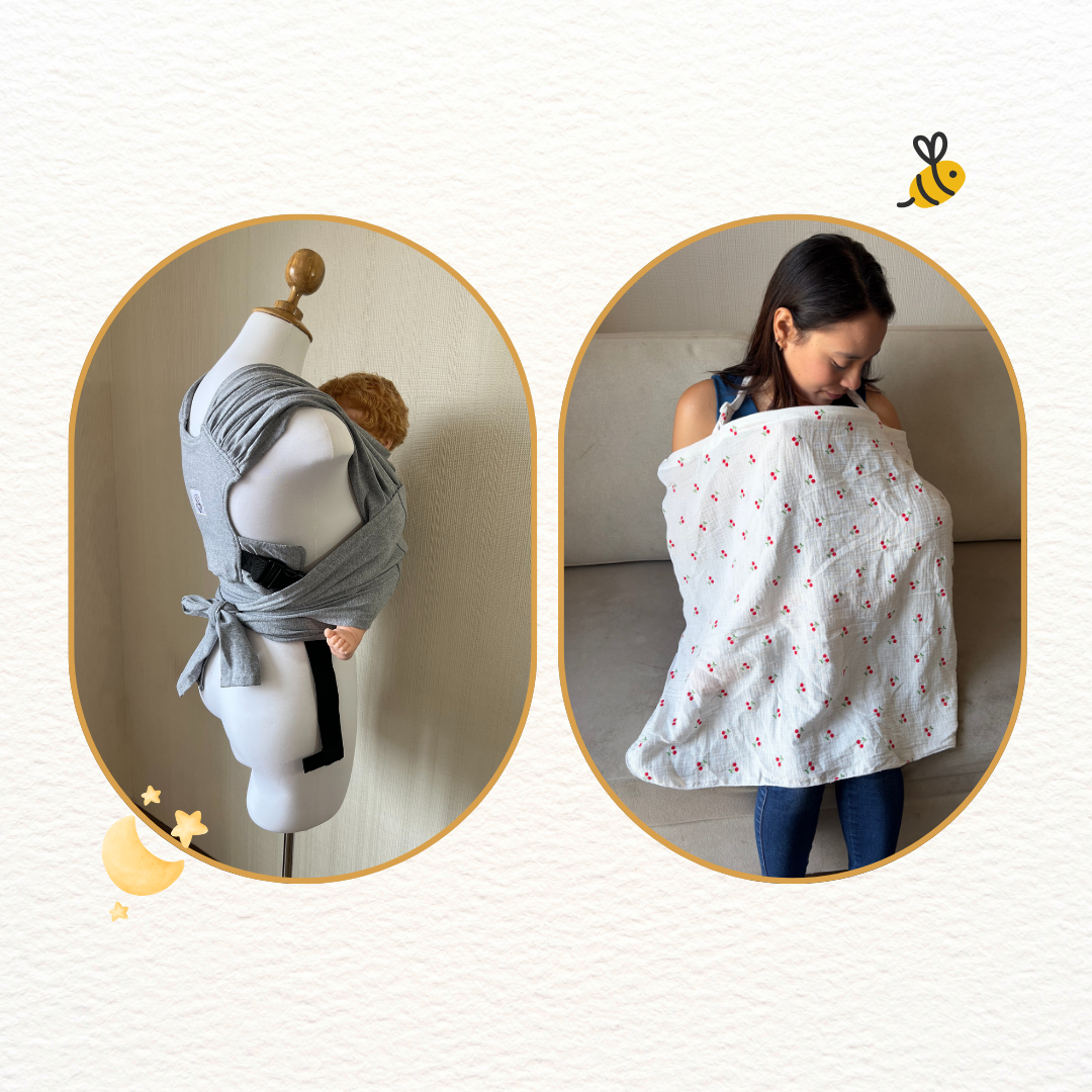 Fular prearmado Gris y cobertor de lactancia