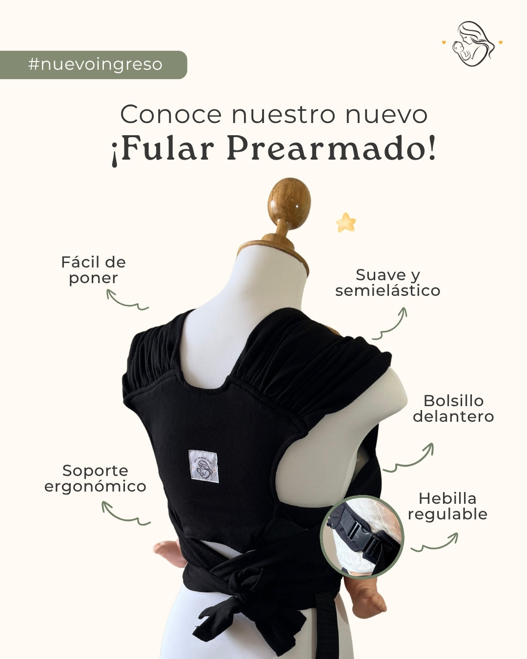 Fular prearmado Gris y cobertor de lactancia